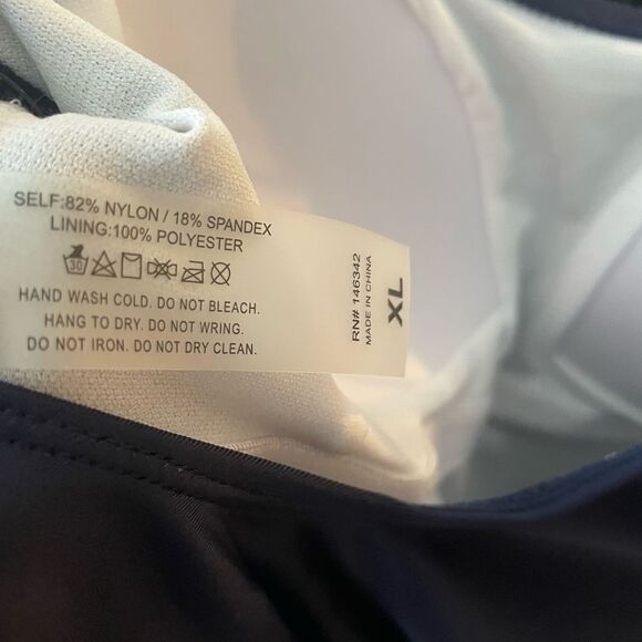 Nicole Miller 1 pc Peacock Navy Blue Scoop Back Bathing Suit NWT Women's Size XL - Picture 8 of 8